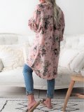 Plus Size Casual Tops Floral Printed Buttoned Long Sleeve Shirt Blouse