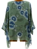 3/4 Sleeve Crew Neck Printed/Dyed Plus Size Floral Blouse