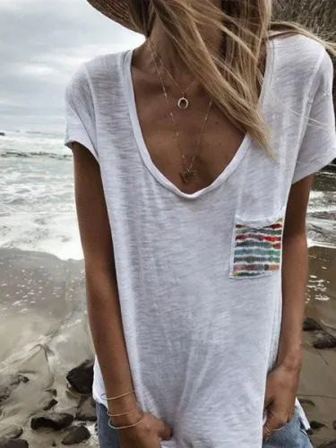 Printed Pocket Casual T-shirt