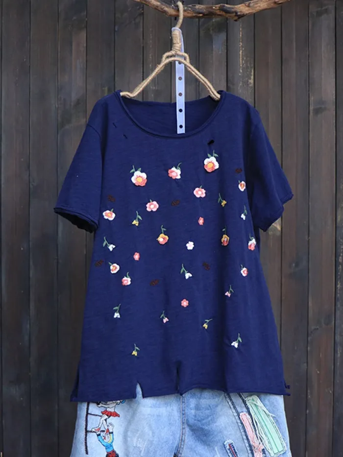 Casual Short Sleeve Round Neck Plus Size Tops