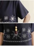 Plus Size Women Cotton And Linen Short Sleeve Round Neck Embroideried Loose Casual Tops