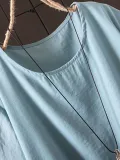Short Sleeve Solid Round Neck Cotton-Blend Shirts & Tops
