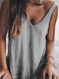 Sleeveless Solid Cotton-Blend Shirts & Tops