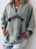 V Neck Sweet Long Sleeve Shirts & Tops
