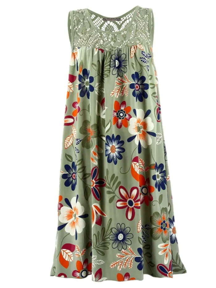 Women Casual Printed Tops Tunic Mini Dress
