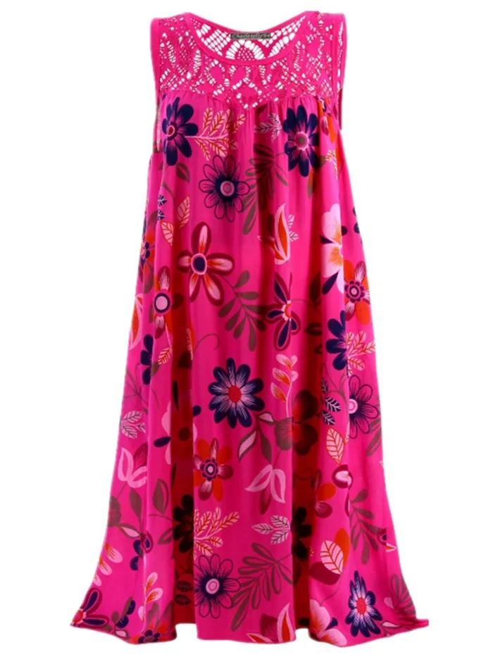Women Casual Printed Tops Tunic Mini Dress