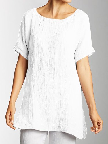 Side Slit Short Sleeve Plus Size Shirts