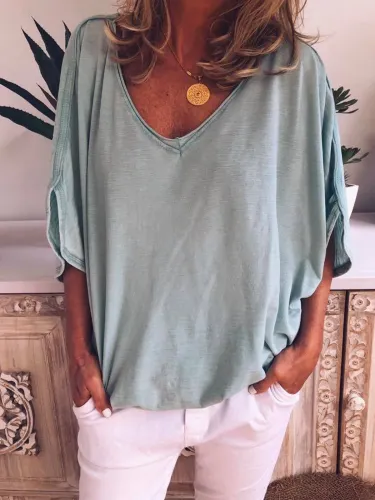 Short Sleeve Casual Plain T- Shirt