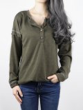 Solid Vintage Buttoned Long Sleeve T-Shirts