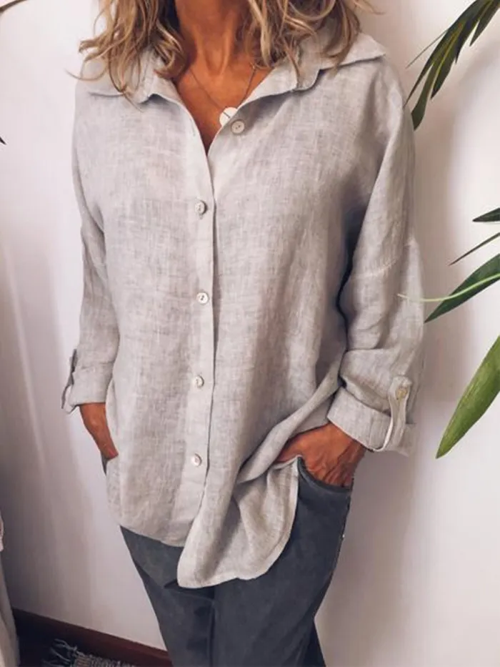 Women Casual Loose Long Sleeve Blouse Shirt Tops Tunic