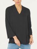 Plus Size Solid Casual V Neck  Tops