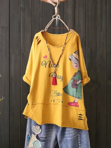 Casual Short Sleeve Round Neck Plus Size Tops