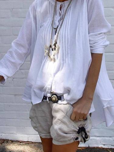 Casual V Neck Long Sleeve Shirts & Tops