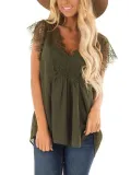 Lace Casual Short Sleeve Casual Tops