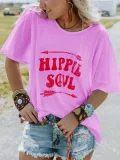 Printed Round Neck Casual Cotton-Blend Shirts & Tops