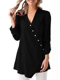 Chiffon Asymmetric Button Solid Shirt Collar Casual Blouse & Shirts