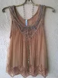 Wide Round Neck Sleeveless Mesh Casual Top