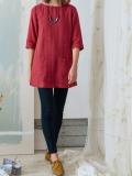 Pockets 3/4 Sleeve Solid Shirts & Tops