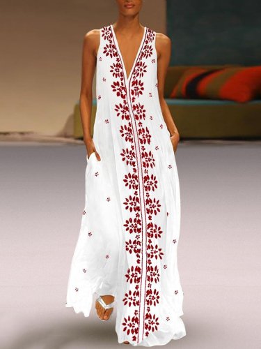 V Neck Women Summer Dresses Vintage Dresses