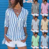 Casual V Neck Cotton-Blend Long Sleeve Shirts