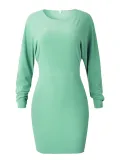 V neck  Women Daily Basic Long Sleeve Solid Fall Dress