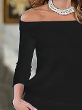 Women Off Shoulder Bodycon Elegant Midi Dress