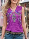 Vintage Sleeveless V Neck Shirts & Tops