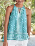 Sleeveless Casual Floral Shirts & Tops