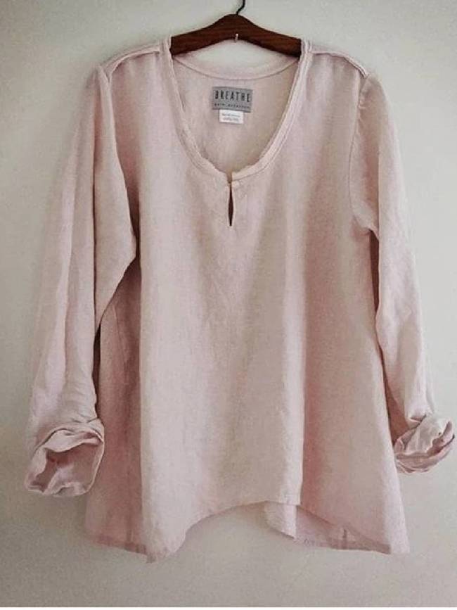 Plus Size Solid Blouses Long Sleeve Crew Neck Tops