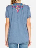 Cotton-Blend Floral Short Sleeve Shirts & Tops