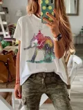 Short Sleeve Round Neck Cotton Casual Tops