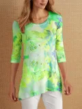 Printed 3/4 Sleeve Casual T-Shirts