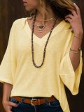 White Solid Bell Sleeve Shirts & Tops
