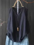 Sleeveless Casual Round Neck Shirts & Tops