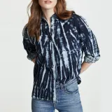 Blue Floral V Neck Casual Shirts & Tops