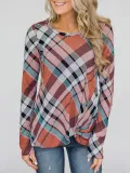 Women Paneled Long Sleeve Gingham T-Shirts