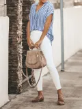 Striped Relaxed Fit Button Down Top