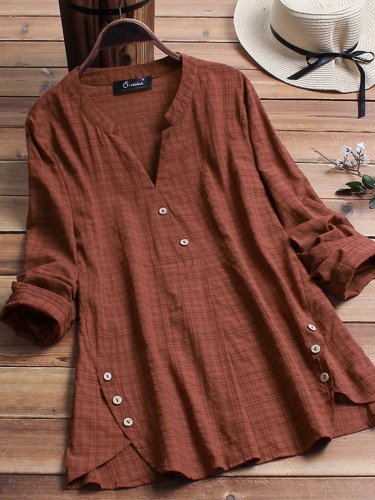 Buttoned Long Sleeve Shirts & Tops