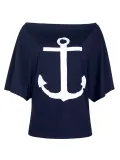 Off Shoulder Printed Casual T-Shirts