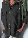 Plus Size Casual Long Sleeve  Solid Tops