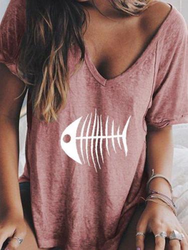 V Neck Printed Shirts & Tops