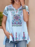 V Neck Short Sleeve Casual Shirts & Tops
