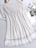 Short Sleeve Cotton-Blend Buttoned Shirts & Tops