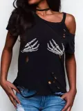 Abstract Short Sleeve Statement Printed Shirts & Tops