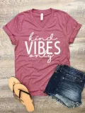 Gray Blue Cotton-Blend Letter Casual Shirts & Tops