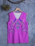 Vintage Sleeveless V Neck Shirts & Tops