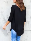 Solid Casual V neck Cotton T-Shirt