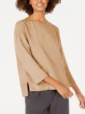 Plus Size Casual Solid 3/4 Sleeve Tops