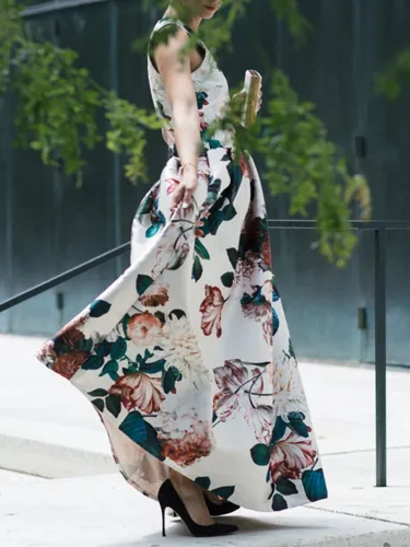 Women White Swing Sexy Maxi Evening Gowns Dresses
