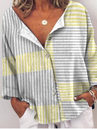 Stripes-Printed Casual Shirts & Tops Plus Size